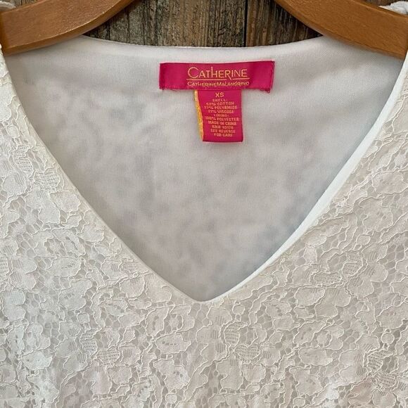 Catherine Maldonado XS White Eyelet Angel BOHO Flowy Flared Sleeves Blouse - Picture 8 of 8